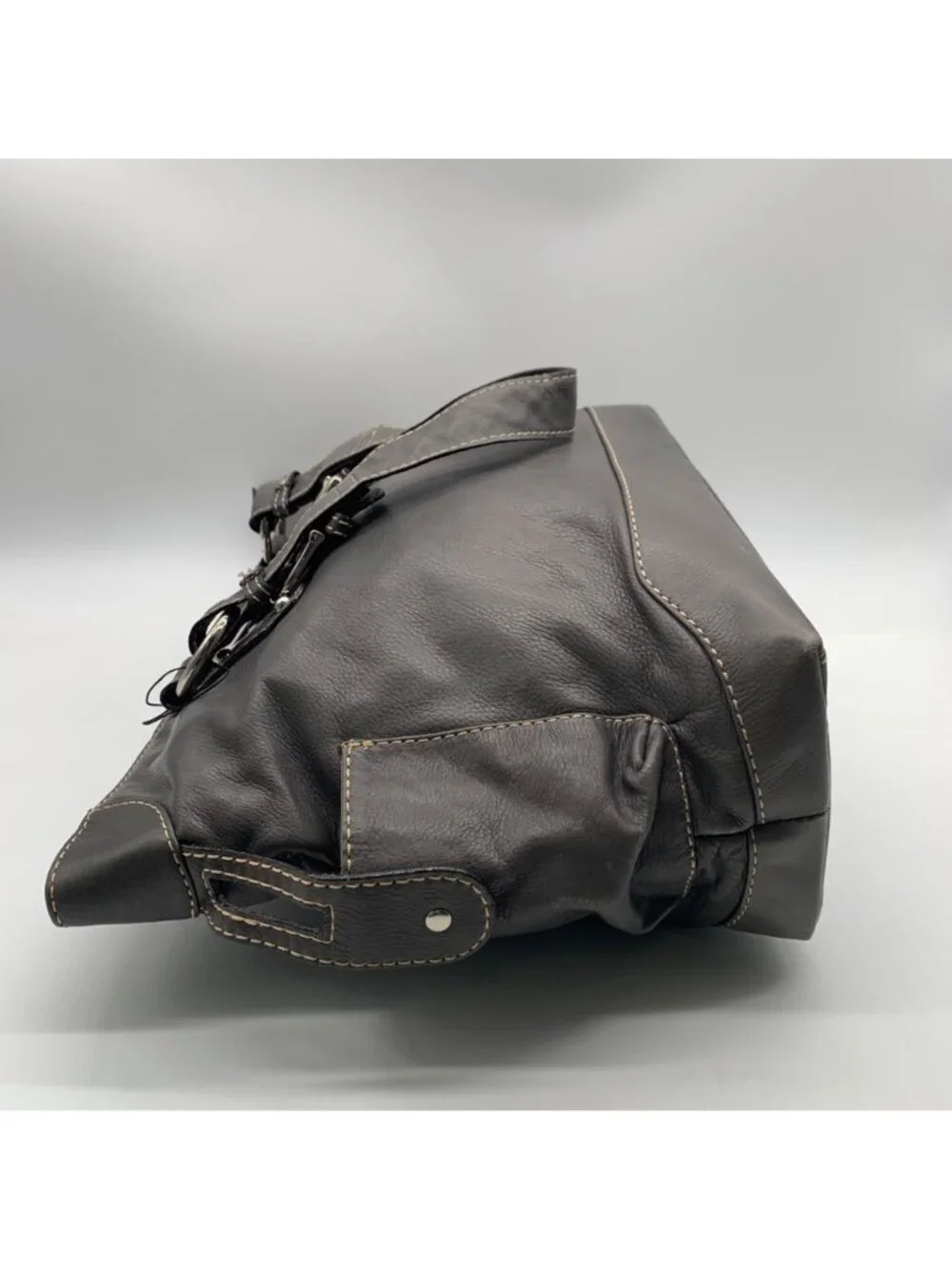 The Real McCoy Grey Pebbled Leather Western Style Tote Bag